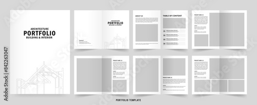 Architecture portfolio or portfolio layout template design, Black and White Portfolio Layout	
