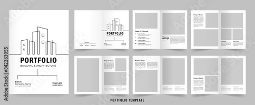 Portfolio Layout Architecture Portfolio Interior Brochure Design Vector Illustration