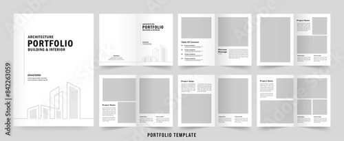 Architecture portfolio template or Portfolio layout design. A4 size brochure design for interior
