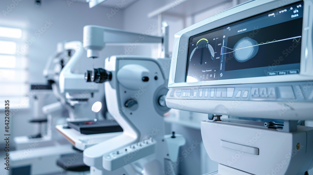 Advanced laser technology used for correcting vision and conducting eye exams at a cutting-edge ophthalmology clinic.