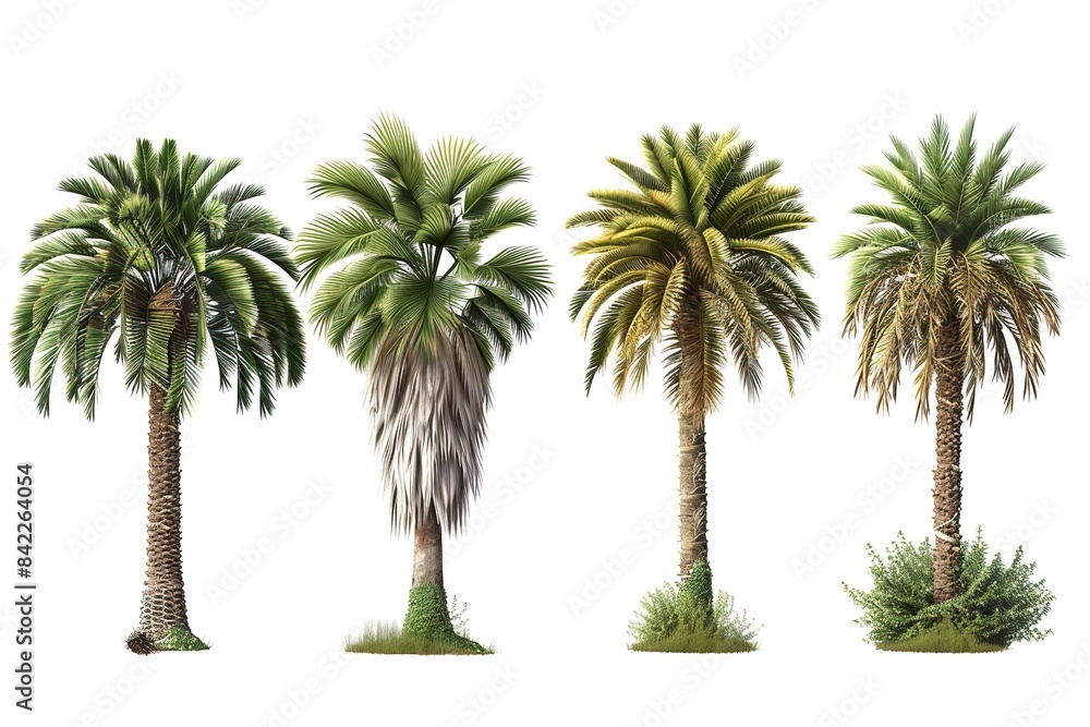 Fototapeta premium Ancient and sturdy isolated background with a set of sago palms. Generative Ai
