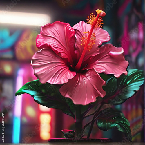 Hibiscus flower with durk background ai generative photo photo