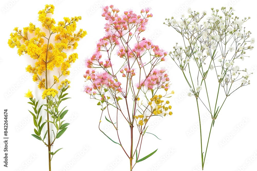 A collection of tiny sprigs of yellow Berberis flowers on a lonely backdrop. Generative Ai A collection of tiny sprigs of yellow Berberis flowers on a lonely backdrop. Generative Ai