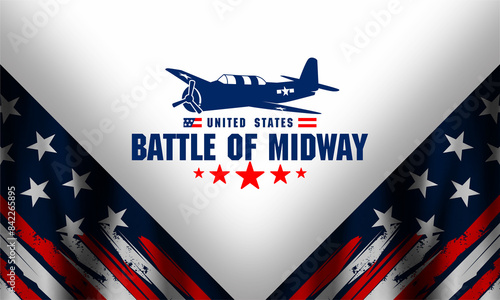 Battle of Midway vektor background , June 4-6, 1942 . a historic naval battle between the United States and Japan during World War II. photo