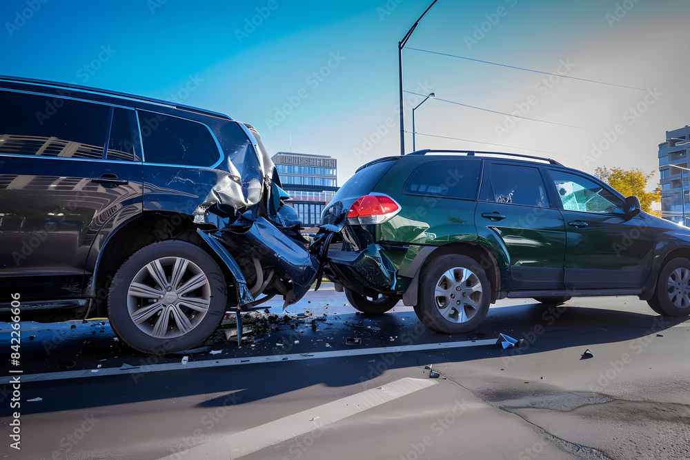 Shocking Collision: Safety in Question. Uninsured concept Shocking Collision: Safety in Question. Uninsured concept