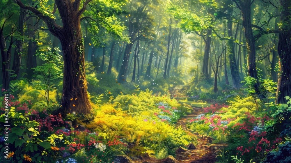 Vibrant Forest Enchantment during the Spring Season Vibrant Forest Enchantment during the Spring Season
