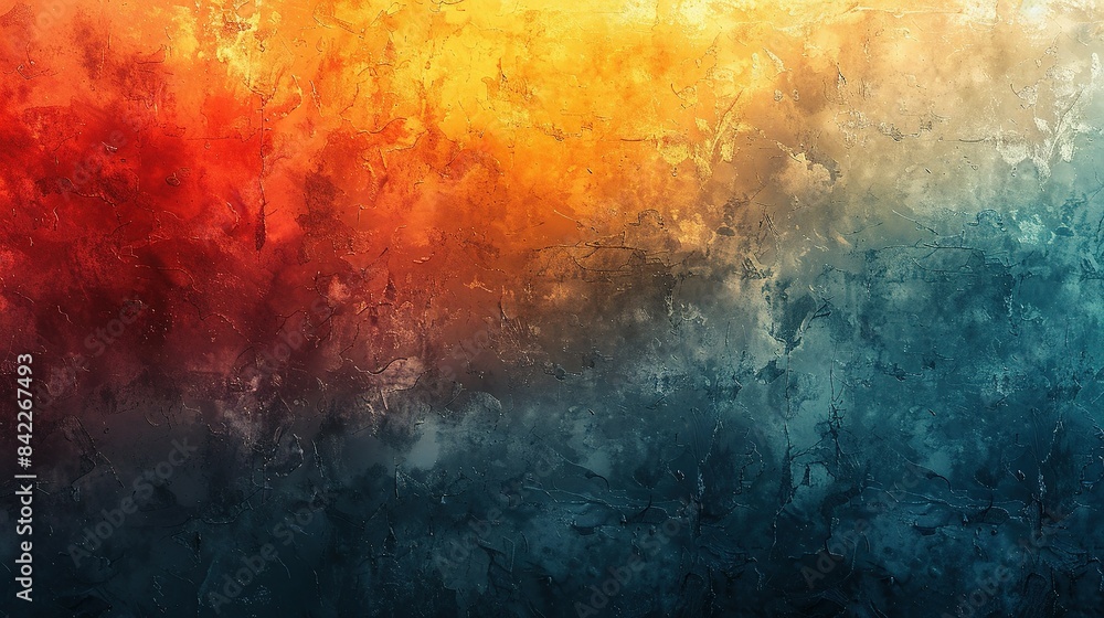 Fototapeta premium Retro Summer Hues: Grainy Teal-Orange-Red-Blue Background
