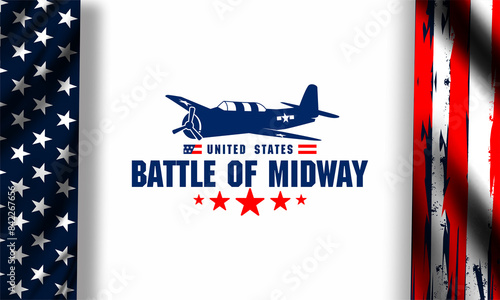 Battle of Midway vektor background , June 4-6, 1942 . a historic naval battle between the United States and Japan during World War II. photo