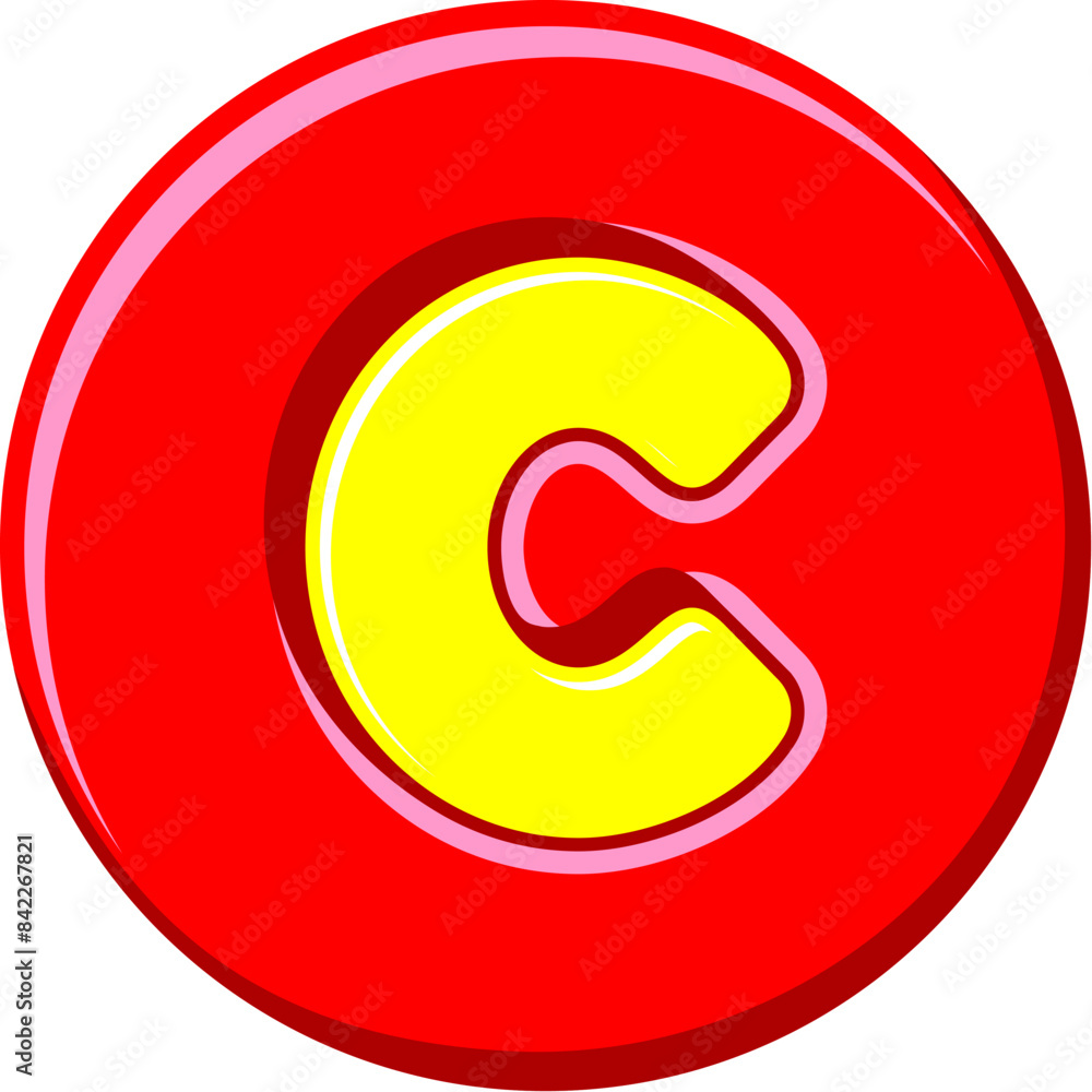 3D Button Circle Letter Alphabet Vector Element 3D Button Circle Letter Alphabet Vector Element