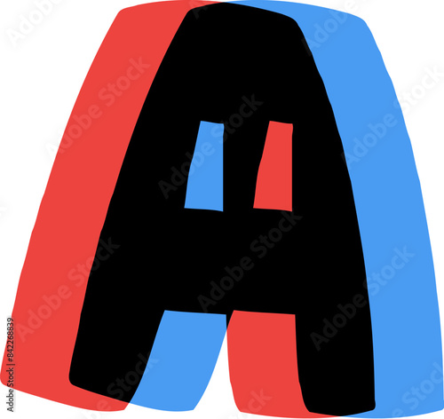 3D Glasses Film Effect Letter Alphabet Vector Element A
