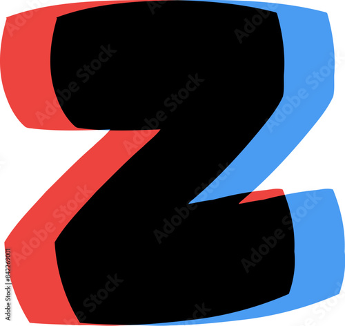 3D Glasses Film Effect Letter Alphabet Vector Element Z