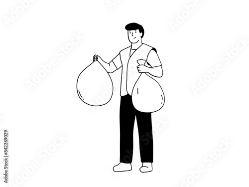 Man holding garbage bag © Avocado studio