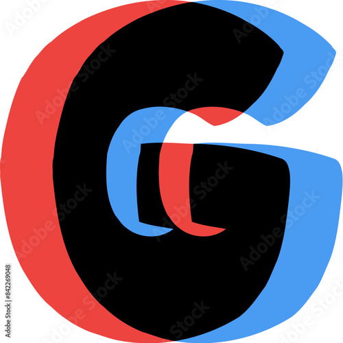 3D Glasses Film Effect Letter Alphabet Vector Element G