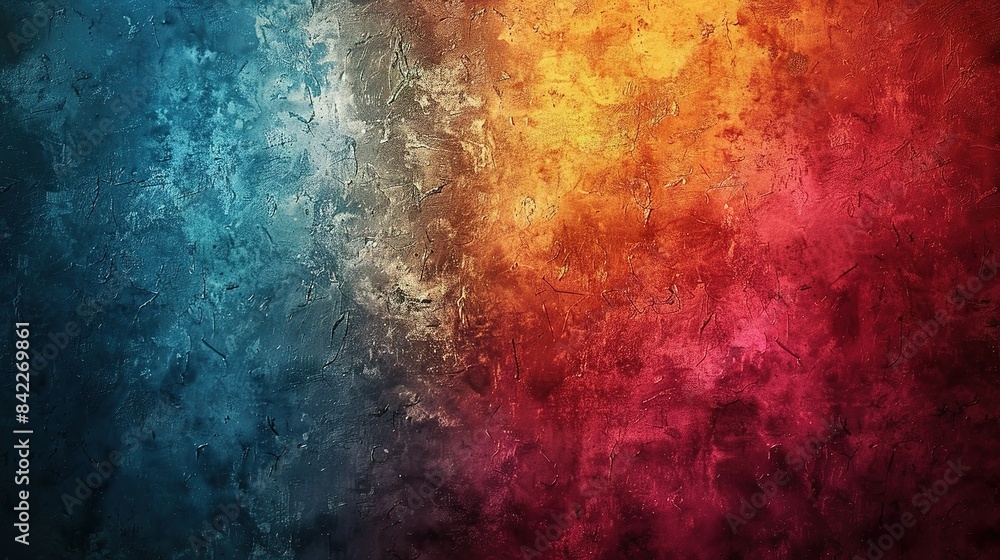 Fototapeta premium Vintage Summer Vibes: Teal-Orange-Red-Blue Gradient Texture
