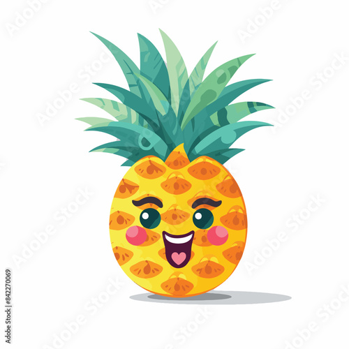 Summer Delight Cheerful Pineapple with a Cute Smile Vector Illustrative for your work's logos, T-shirt merchandise, stickers, label designs, posters, greeting cards, and advertising 