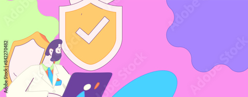 Business network security character flat vector concept operation hand drawn illustration
