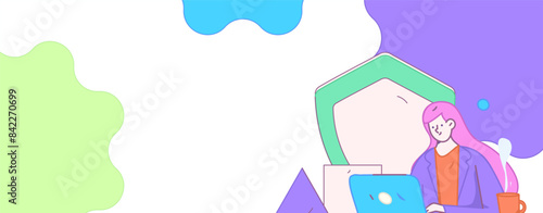 Business network security character flat vector concept operation hand drawn illustration
