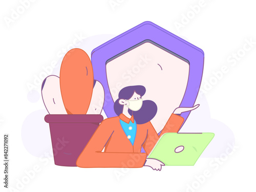 Business network security character flat vector concept operation hand drawn illustration
