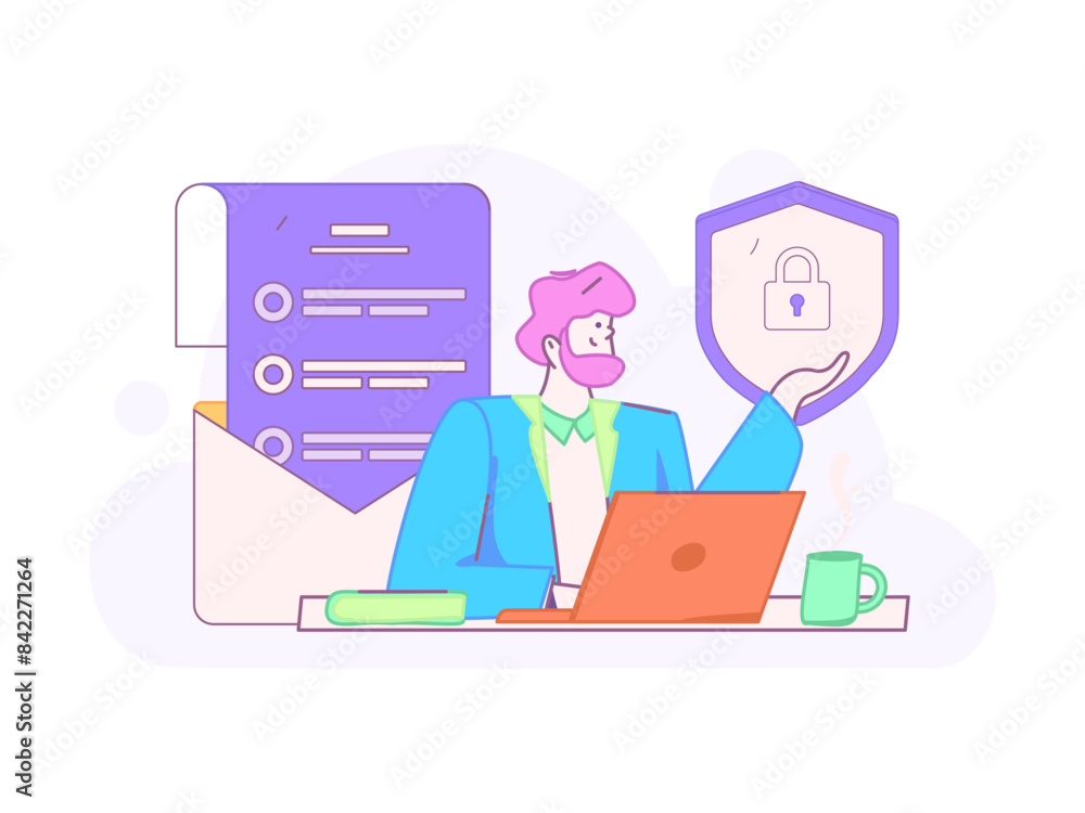 Business network security character flat vector concept operation hand drawn illustration
Business network security character flat vector concept operation hand drawn illustration