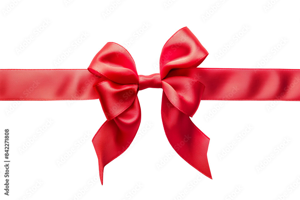 Red satin ribbon on white background. bow and ribbon for Christmas gift, valentines day, birthday wrapping element Red satin ribbon on white background. bow and ribbon for Christmas gift, valentines day, birthday wrapping element