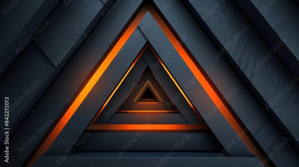 Dark Background Geometric Triangle Illumination in Orange and Black Shades