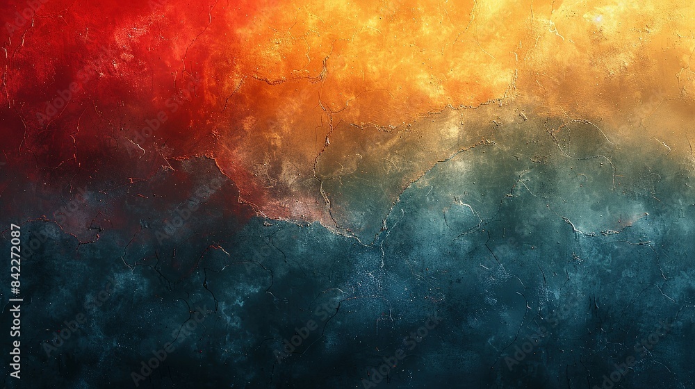 Obraz premium Nostalgic Summer Palette: Teal-Orange-Red-Blue Banner Design