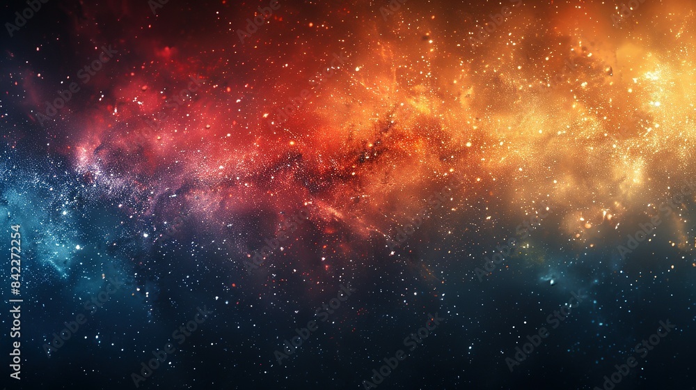 Fototapeta premium Nostalgic Summer Palette: Teal-Orange-Red-Blue Banner Design