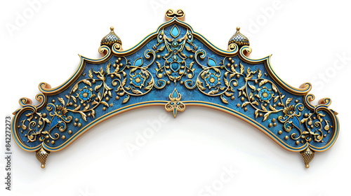 3d rendered blue gold Arabic frame