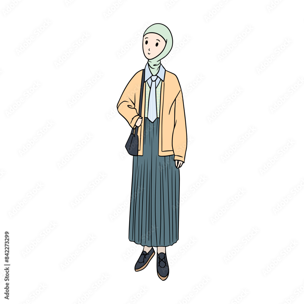 Preppy Eclectic Hijab Style Illustration Preppy Eclectic Hijab Style Illustration