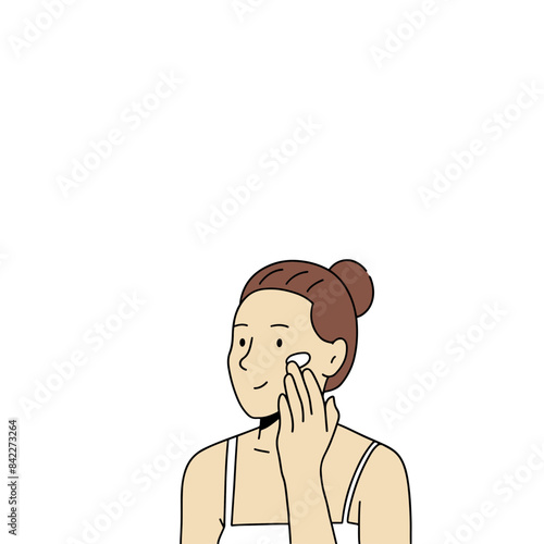 Woman apply moisturizer