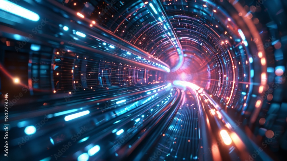 Futuristic tunnel with light trails Futuristic tunnel with light trails