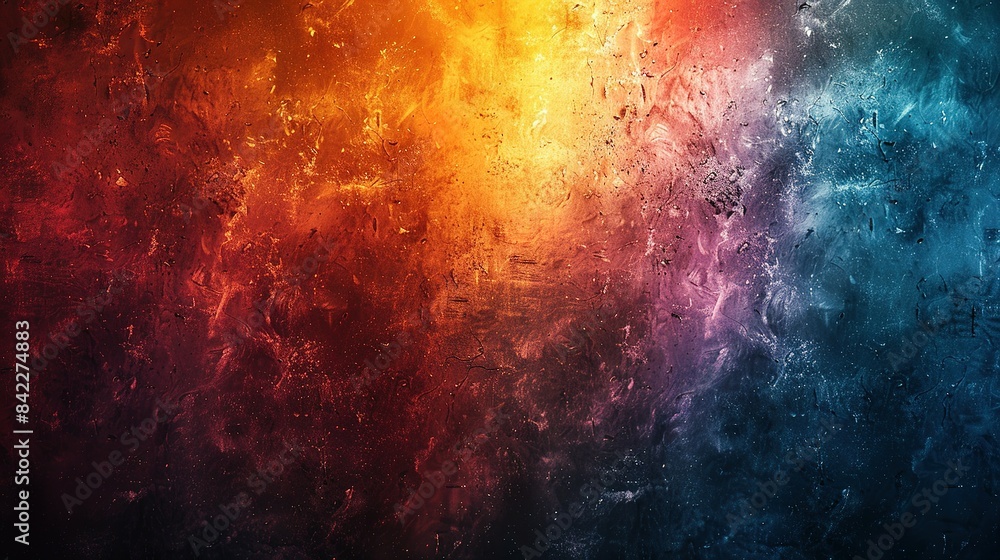 Naklejka premium Eclectic Retro Blend: Grainy Teal-Orange-Red-Blue Texture