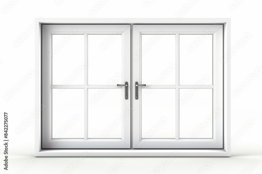 White double door with white frame and glass panels on the outside. White double door with white frame and glass panels on the outside.
