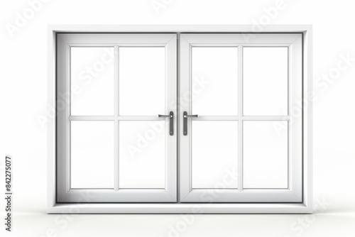 White double door with white frame and glass panels on the outside.