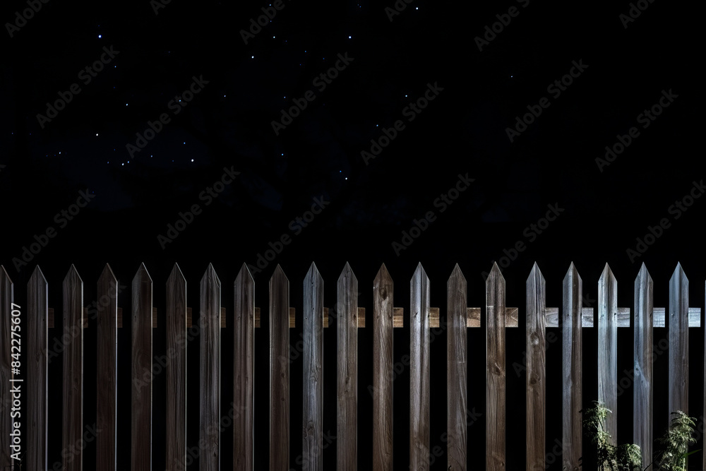 Wooden fence with night sky in the background and stars in the sky. Wooden fence with night sky in the background and stars in the sky.
