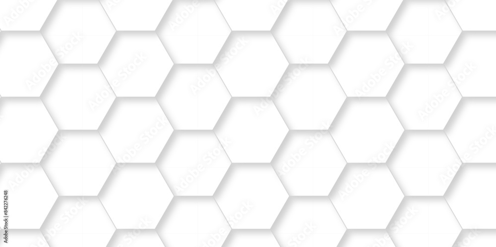 Abstract pattern with hexagonal white and gray technology line paper background. Hexagonal 3d vector grid tile and mosaic structure mess cell. white and gray hexagon honeycomb geometric copy space. Abstract pattern with hexagonal white and gray technology line paper background. Hexagonal 3d vector grid tile and mosaic structure mess cell. white and gray hexagon honeycomb geometric copy space.