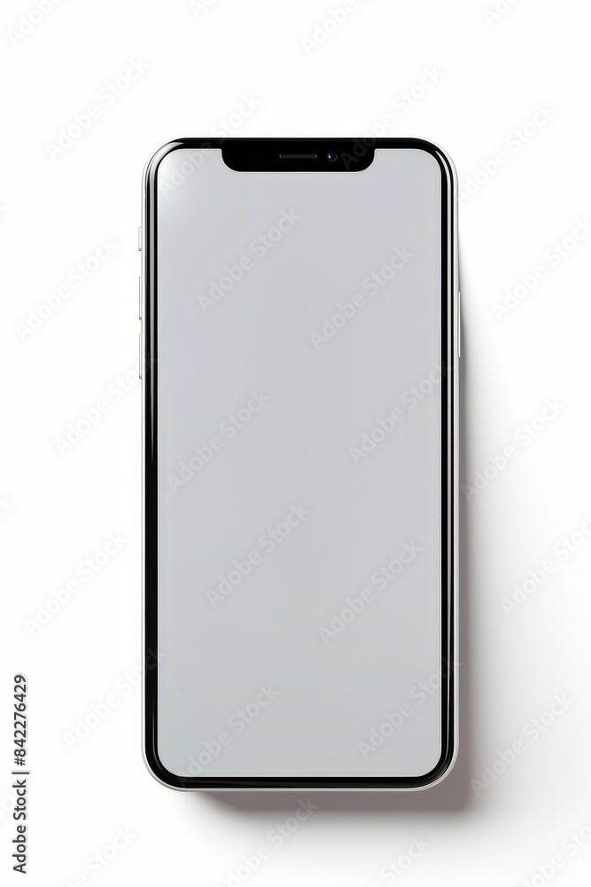 White iphone with black frame on white background with shadow. White iphone with black frame on white background with shadow.