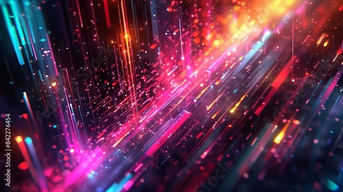 Colorful digital abstract light streaks background