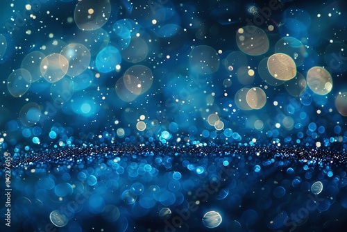 Blue glitter with bokeh effect and light effects. Generative Ai