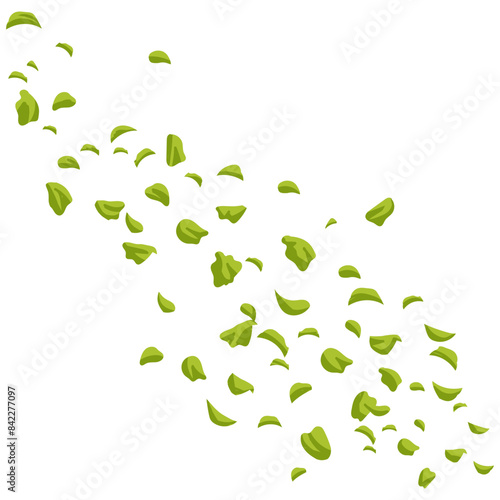 Green Leaves Falling Wind Blow Illustration Vector Art