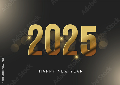 black and gold happy new year 2025 background