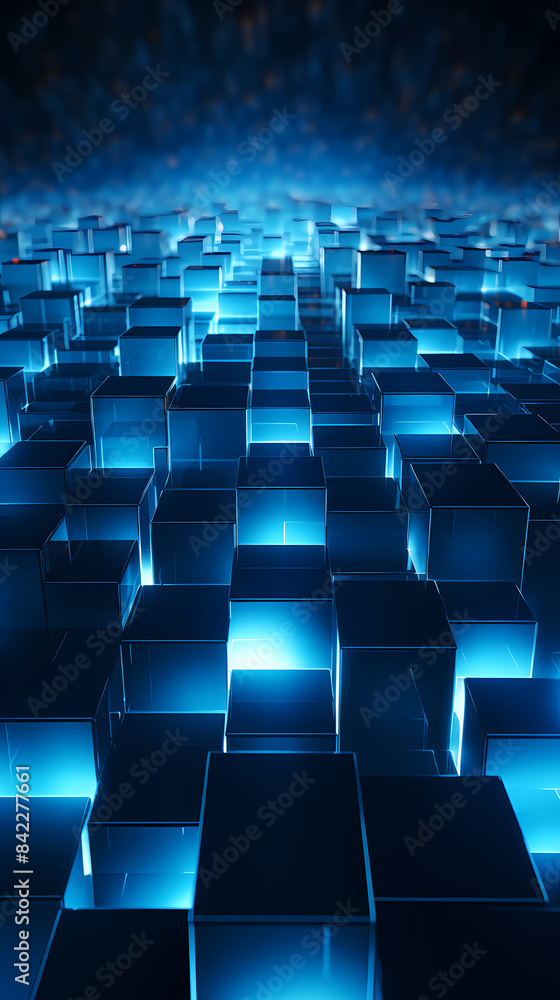 Obraz premium Blue glowing cube