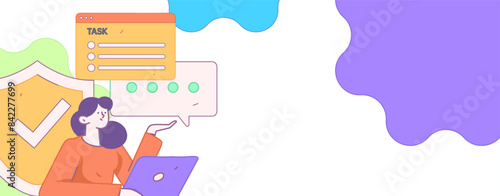 Business network security character flat vector concept operation hand drawn illustration
