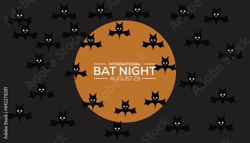 International Bat Night is observed every year on August.banner design template Vector illustration background design.