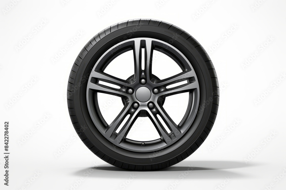 Tire on white background with shadow on the ground. Tire on white background with shadow on the ground.