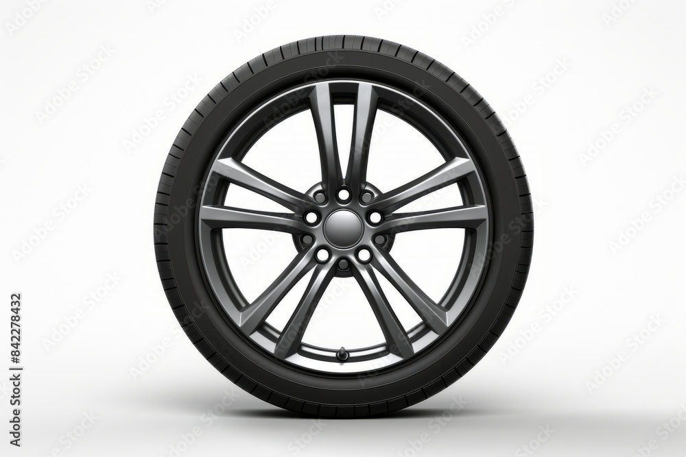 Wheel on white background with shadow on the ground. Wheel on white background with shadow on the ground.