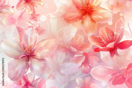 Pink Flower Petals on Red Branch