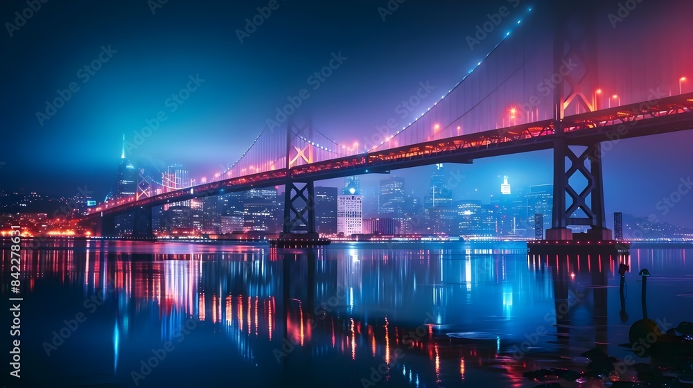 Naklejka premium Vaporwave Future Neon Cyberpunk City (Generative AI)