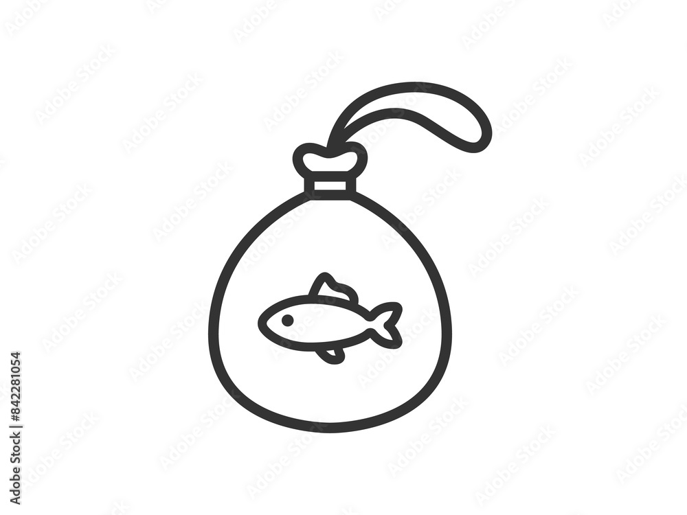 金魚すくいでとった、金魚のアイコン(線画)のイラスト 金魚すくいでとった、金魚のアイコン(線画)のイラスト