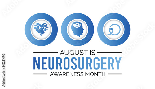 Neurosurgery awareness month is observed every year on August.banner design template Vector illustration background design.